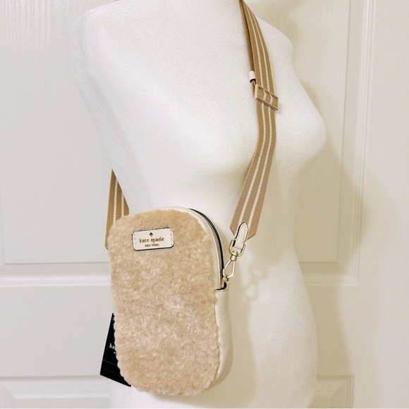 KATE SPADE Rosie Faux Shearling North South Crossbody Handbag NWT - Picture 7 of 16